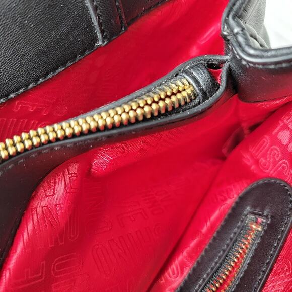 Love Moschino Black Studded Quilted Handbag Gold Chain Purse Heart Details Vegan - Picture 8 of 12